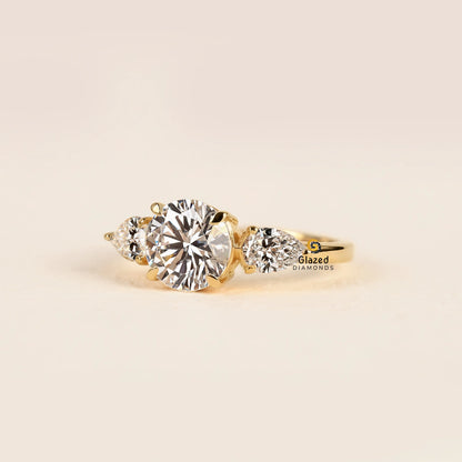 2CT Round Cut Lab Diamond Three Stone Wedding Ring For Women