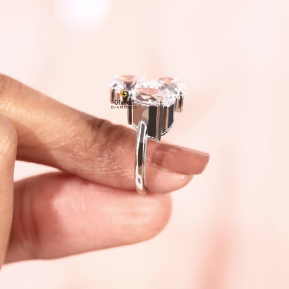 2CT Three Stone Lab Diamond Wedding Moissanite Ring For Her