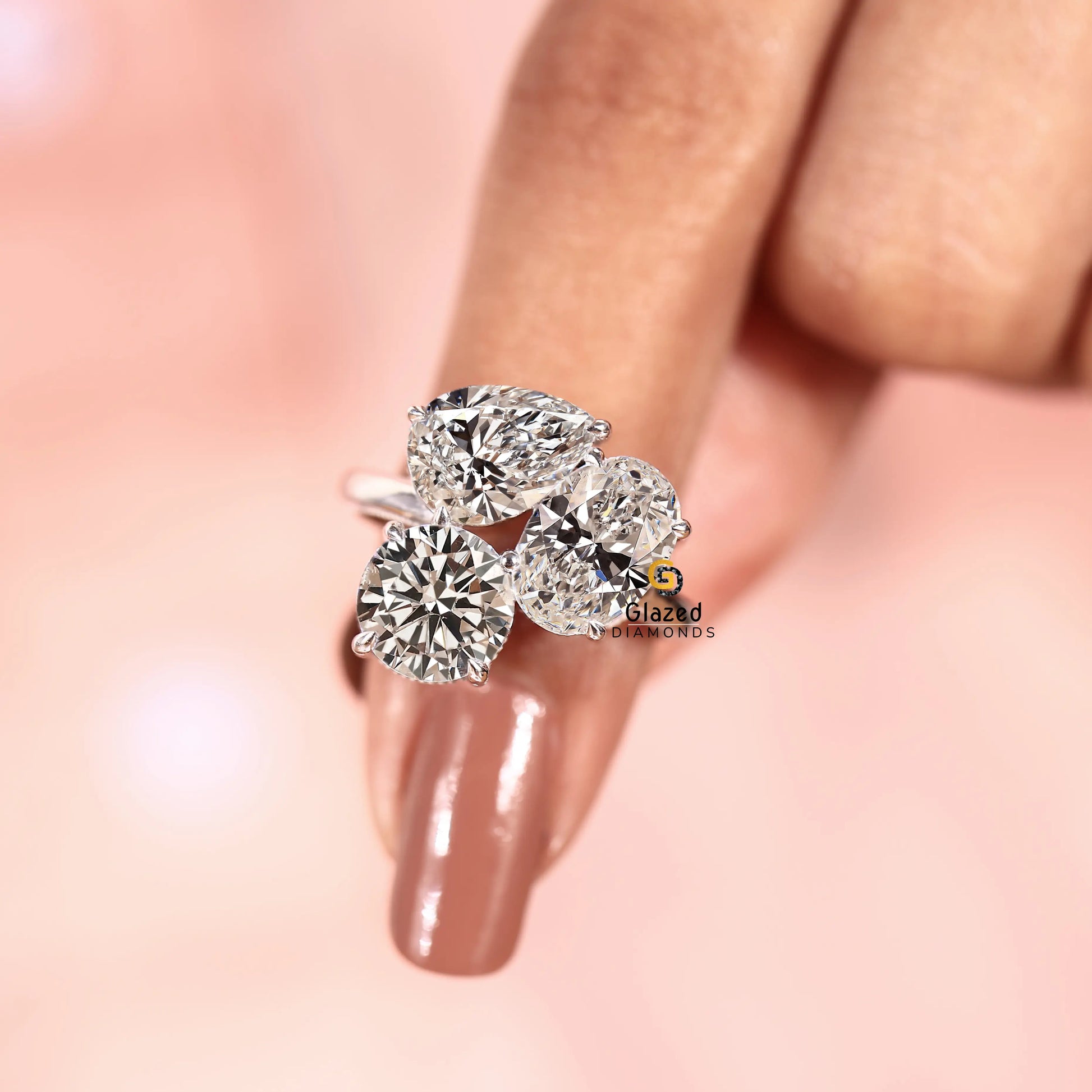 2CT Three Stone Wedding Moissanite Ring For Her