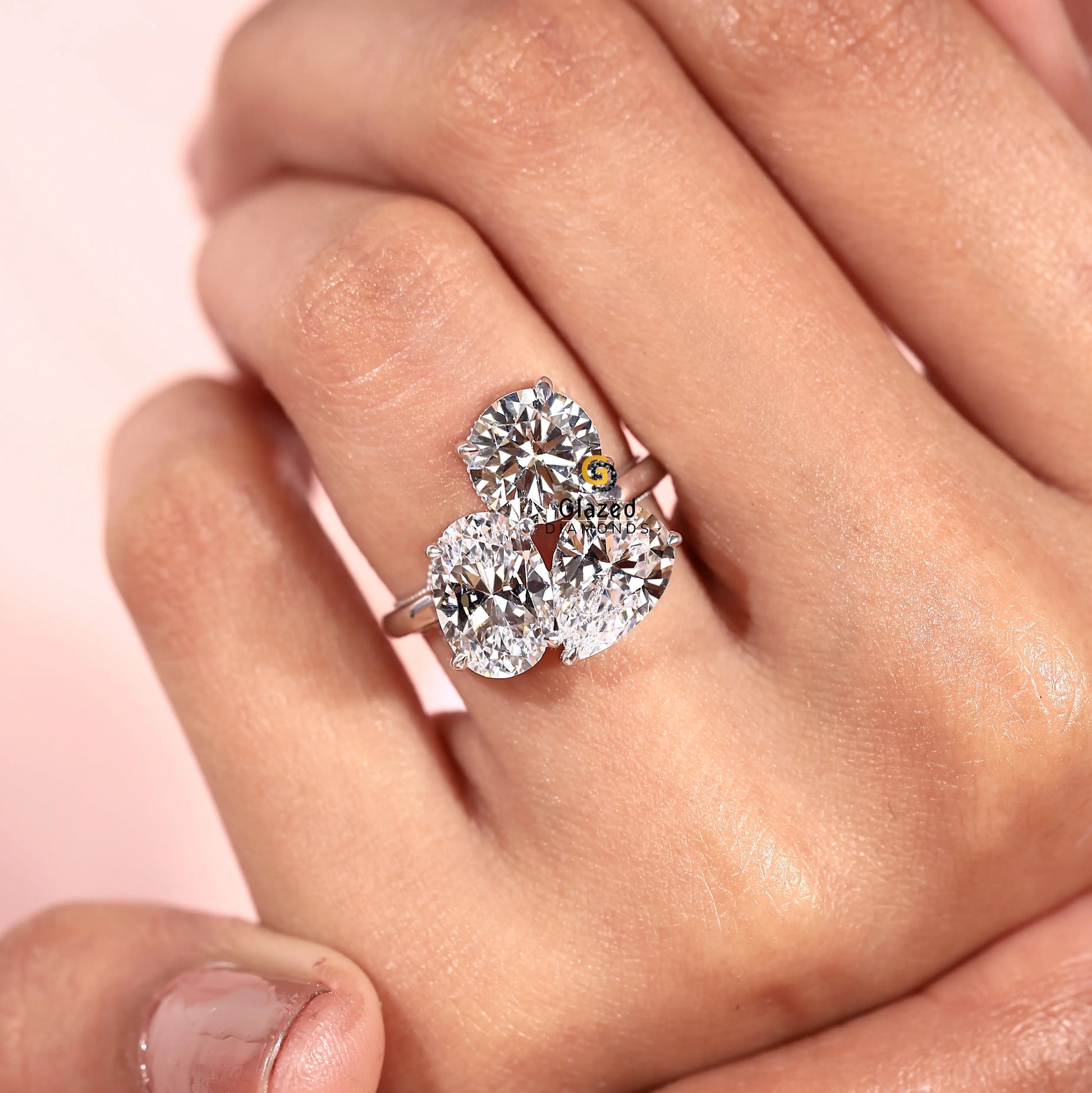 2CT Three Stone Wedding Moissanite Ring For Women