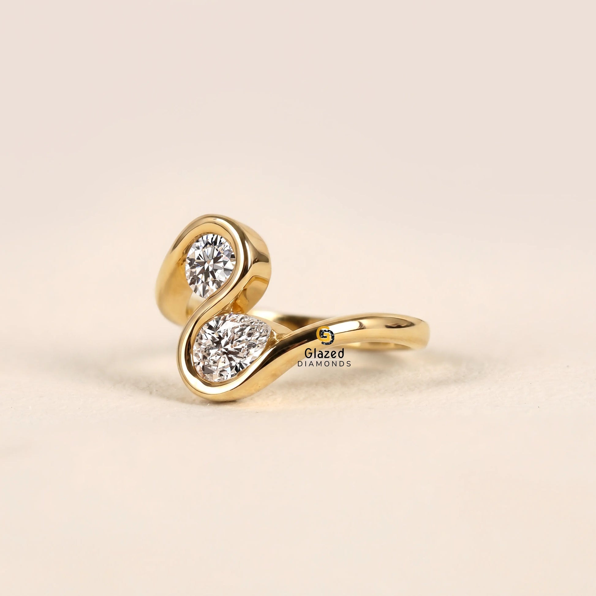 2CT Toi ET Moi Lab Diamond Wedding Ring