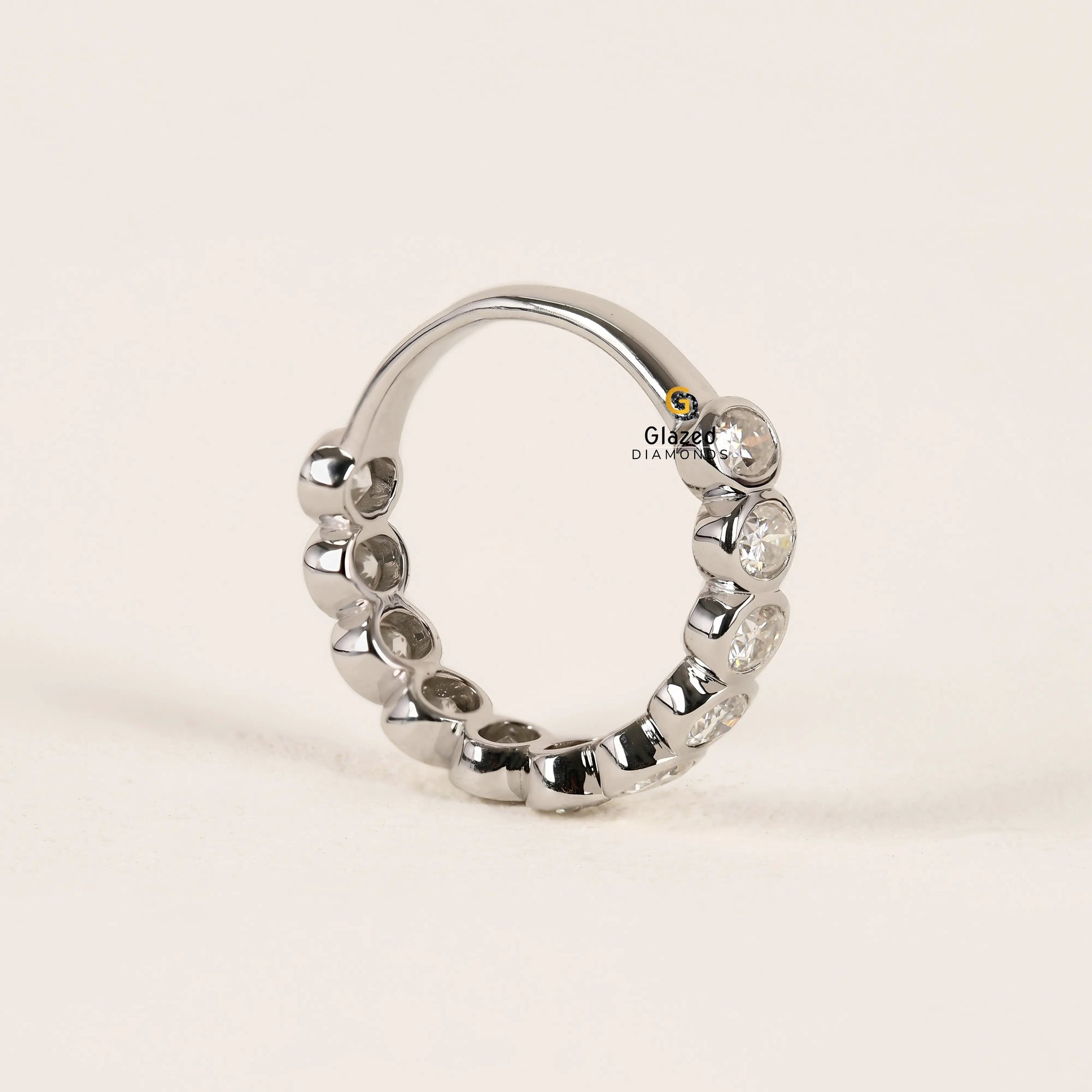 2 CT Oval Bezel Set Lab Diamond Half Eternity Wedding Band