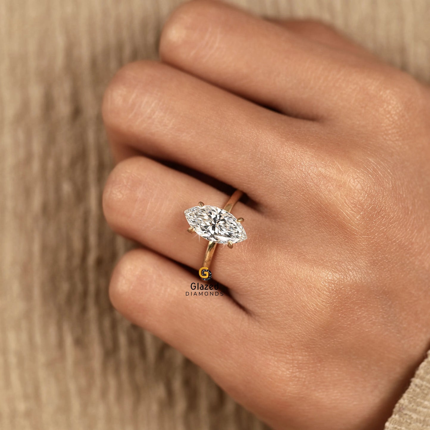 3CT Marquise Cut Solitaire Lab Diamond Engagement Ring