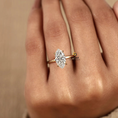 3CT Marquise Cut Solitaire Lab Diamond Engagement Ring