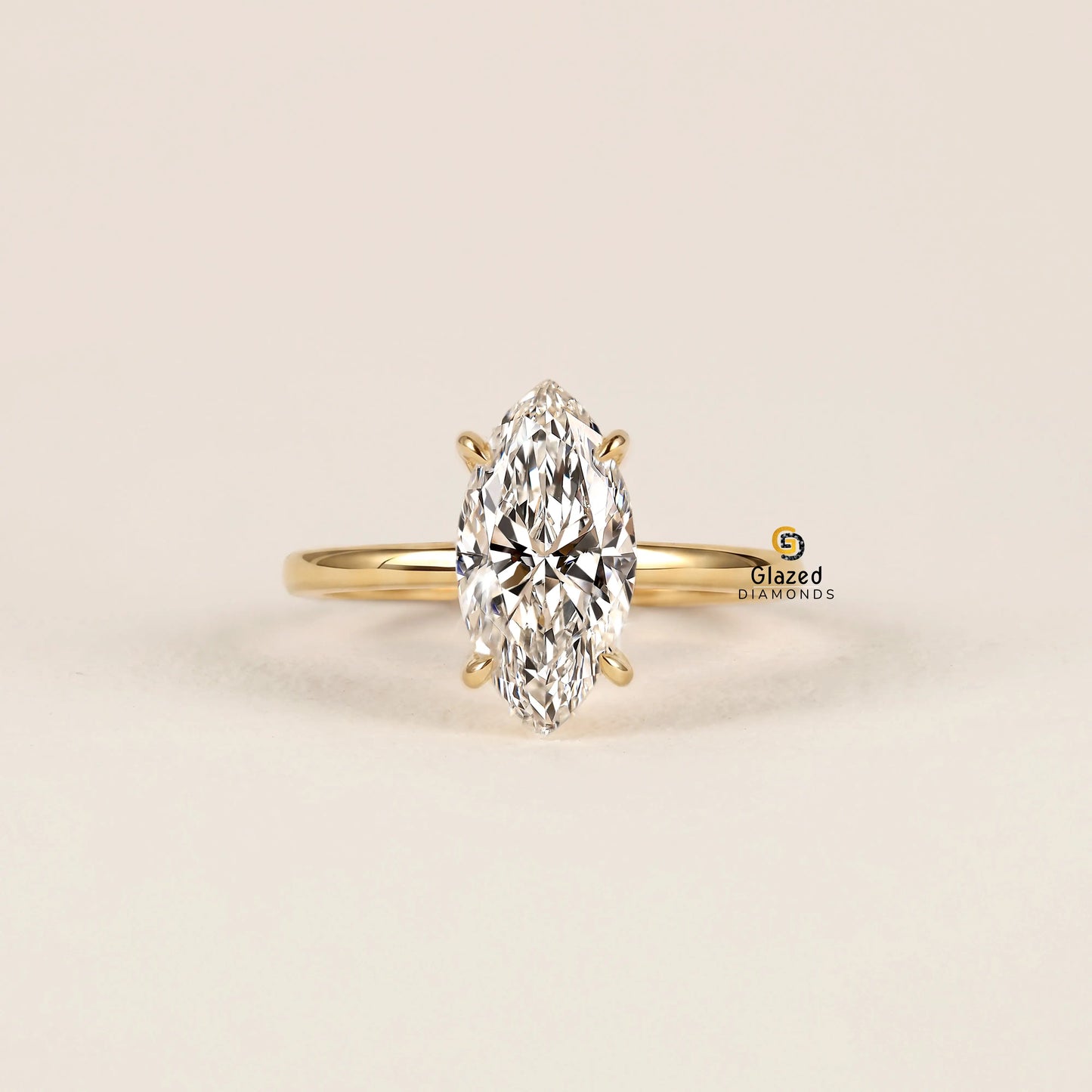 3CT Marquise Cut Solitaire Lab Diamond Engagement Ring