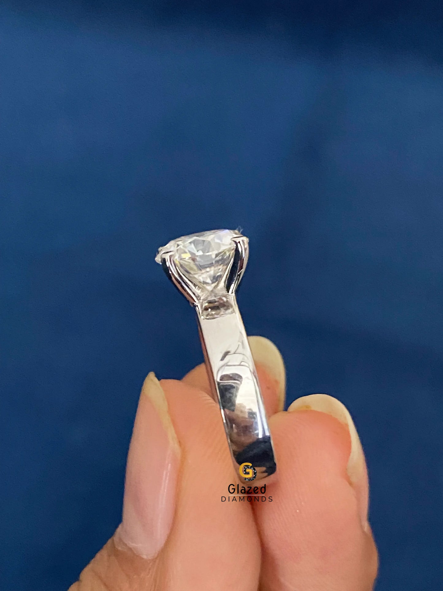 3CT Round Wide Band Moissanite Solitaire Engagement Ring