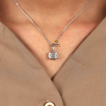 3CT East West Emerald Cut Lab Diamond Pendant For Women