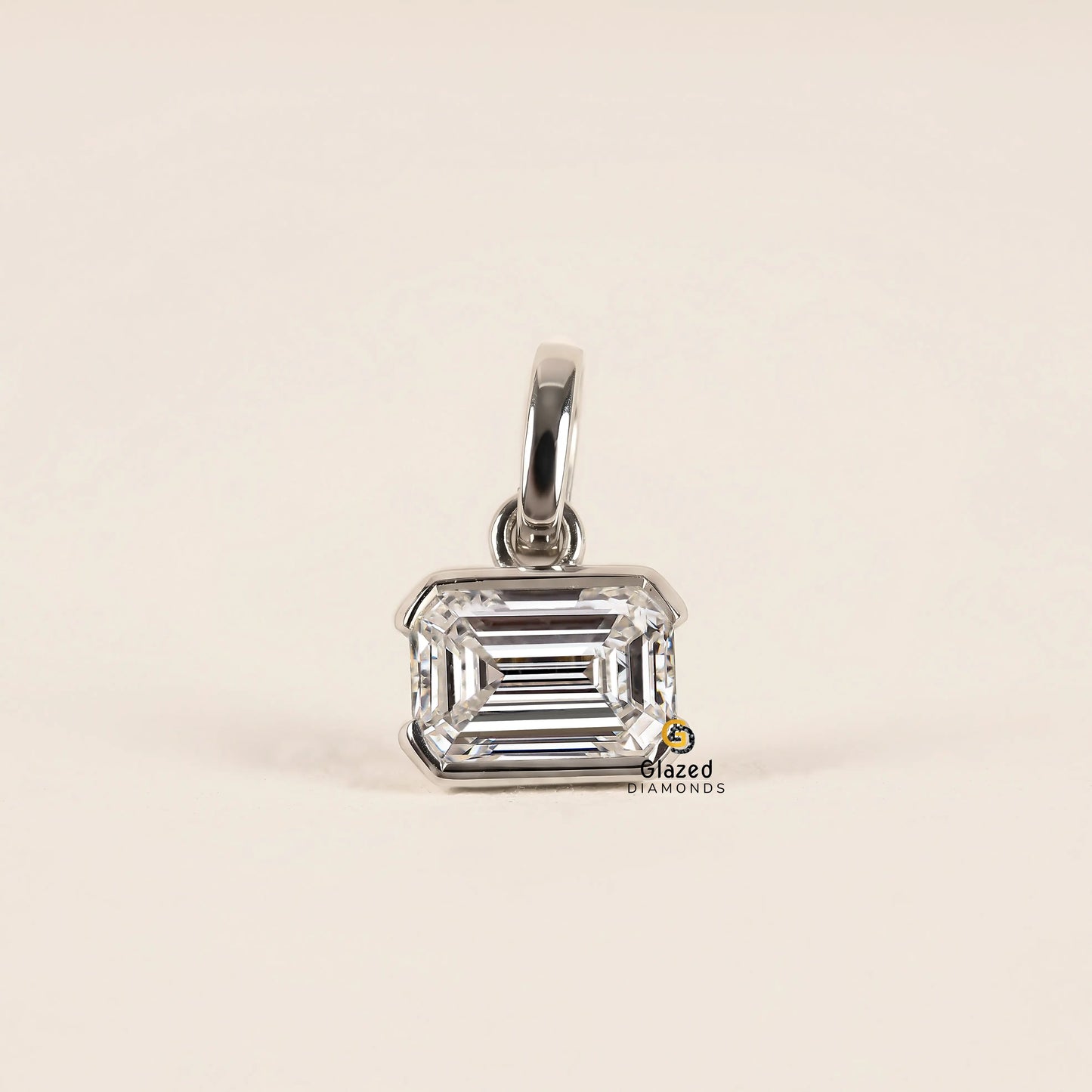 3CT East West Emerald Cut Lab Grown Diamond Pendant