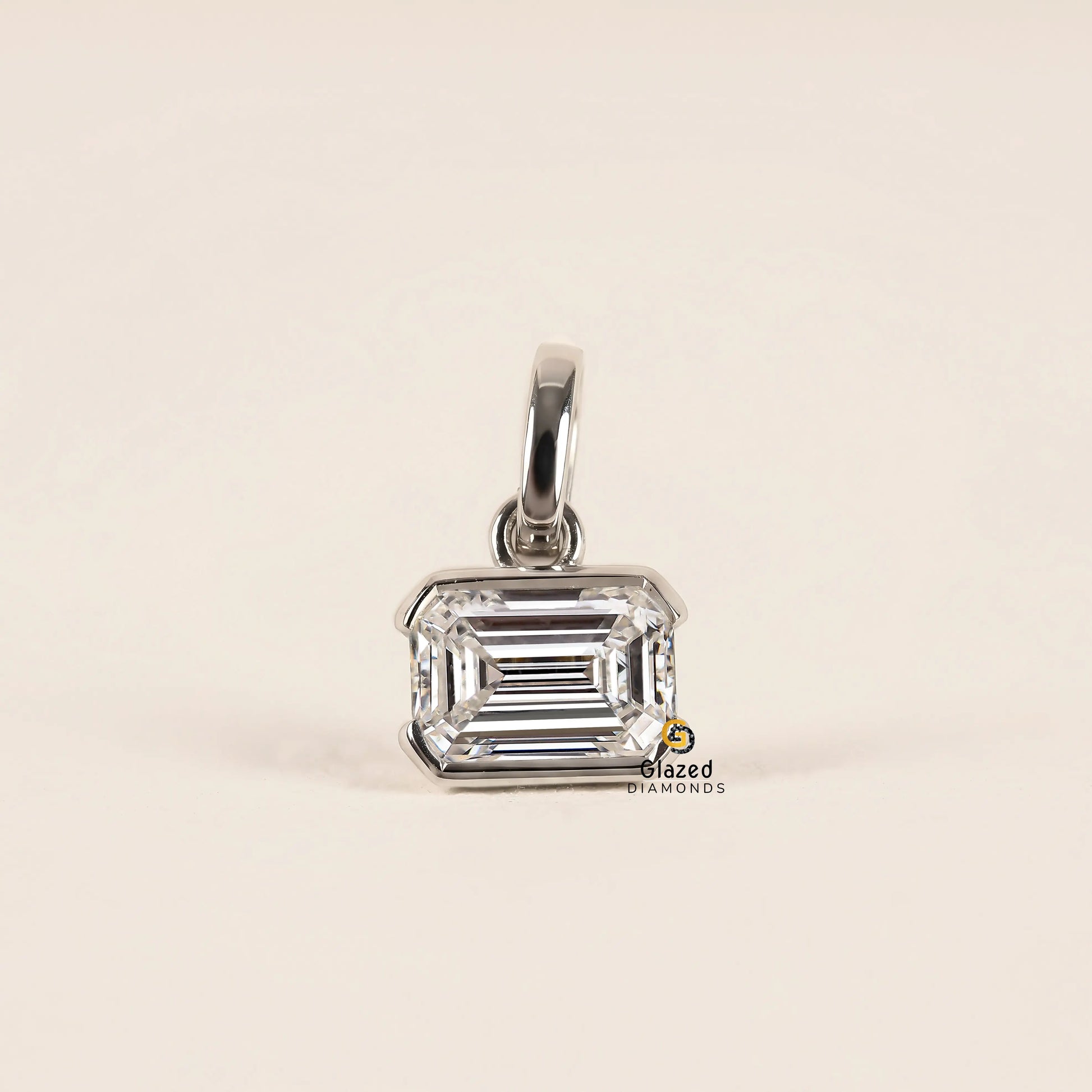 3CT East West Emerald Cut Lab Grown Diamond Pendant