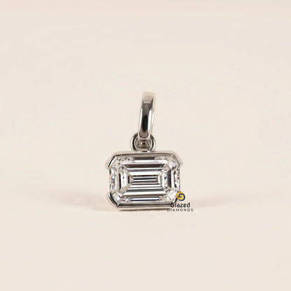 3CT East West Emerald Cut Lab Grown Diamond Pendant