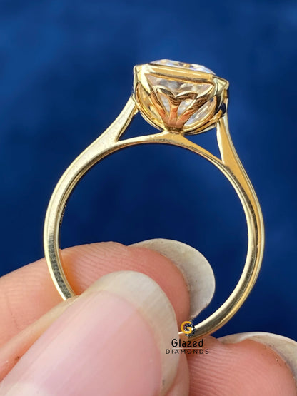 3CT Emerald Bezel Set Moissanite Bezel Set Ring