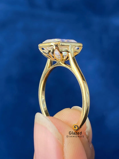 3CT Emerald Bezel Set Moissanite Bezel Set Ring For Women
