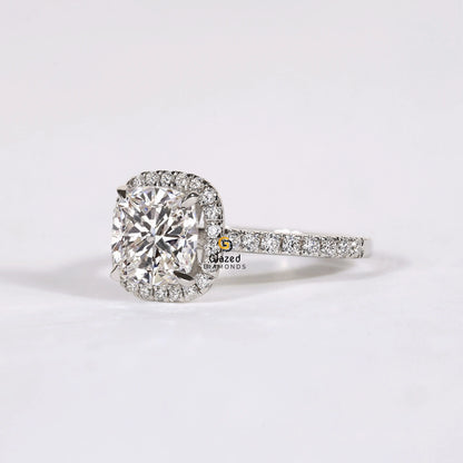 3CT Lab Diamond Halo Pave Band Ring