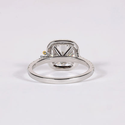 3CT Lab Diamond Halo Pave Band Ring For Women