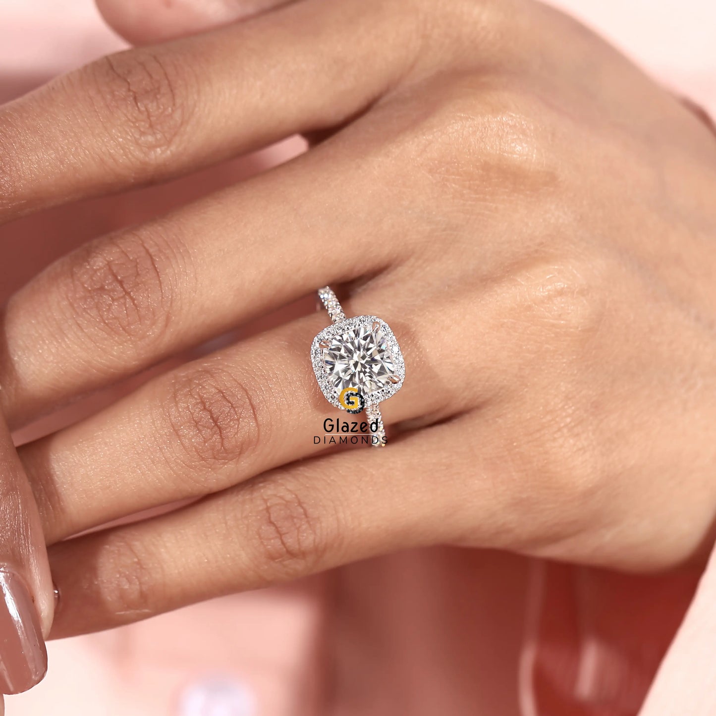 3CT Lab Grown Diamond Halo Pave Band Ring For Women