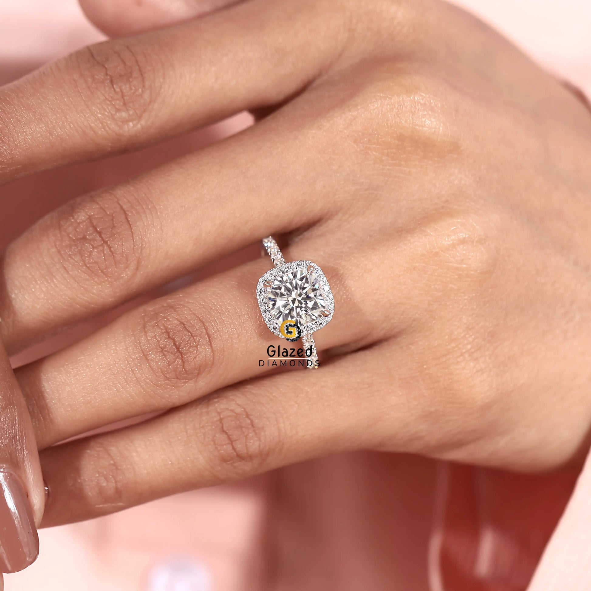 3CT Lab Grown Diamond Halo Pave Band Ring For Women