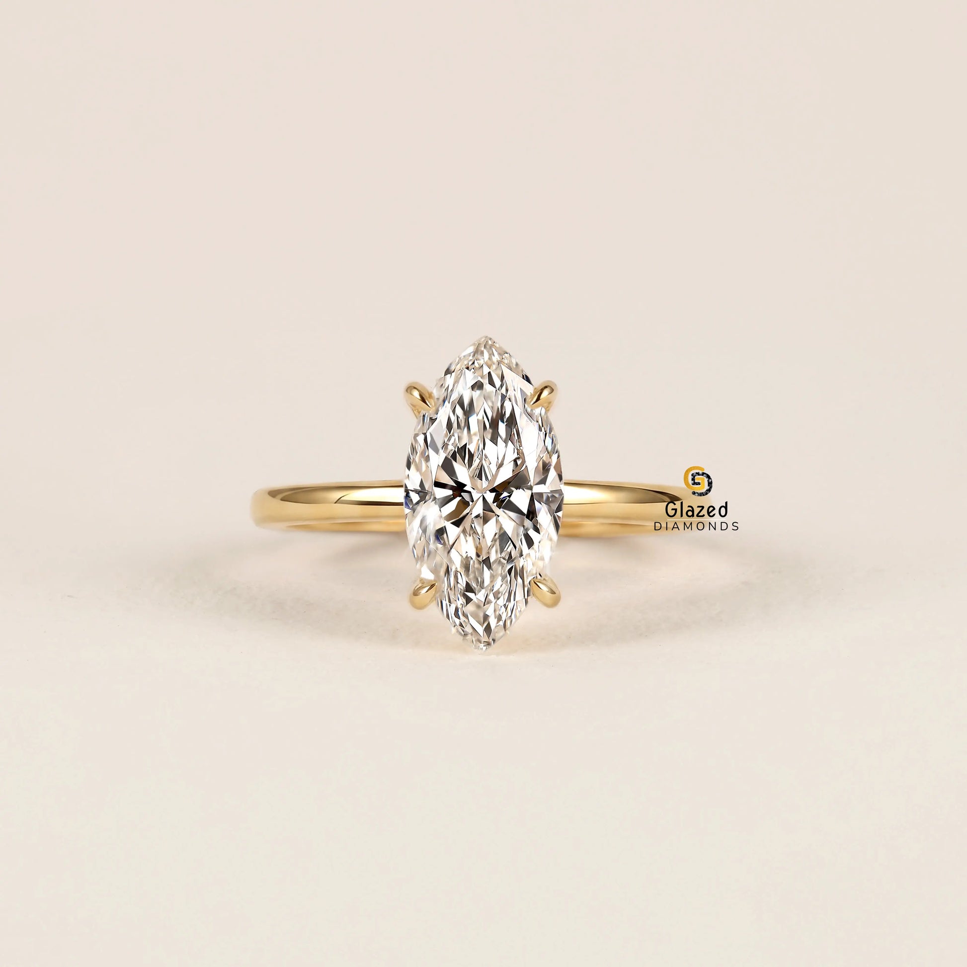3CT Marquise Cut Solitaire Lab Diamond Engagement Ring