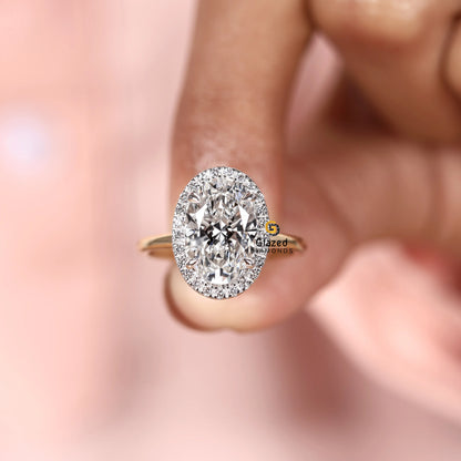 3CT Oval Cut Lab Diamond Wedding Ring For Her