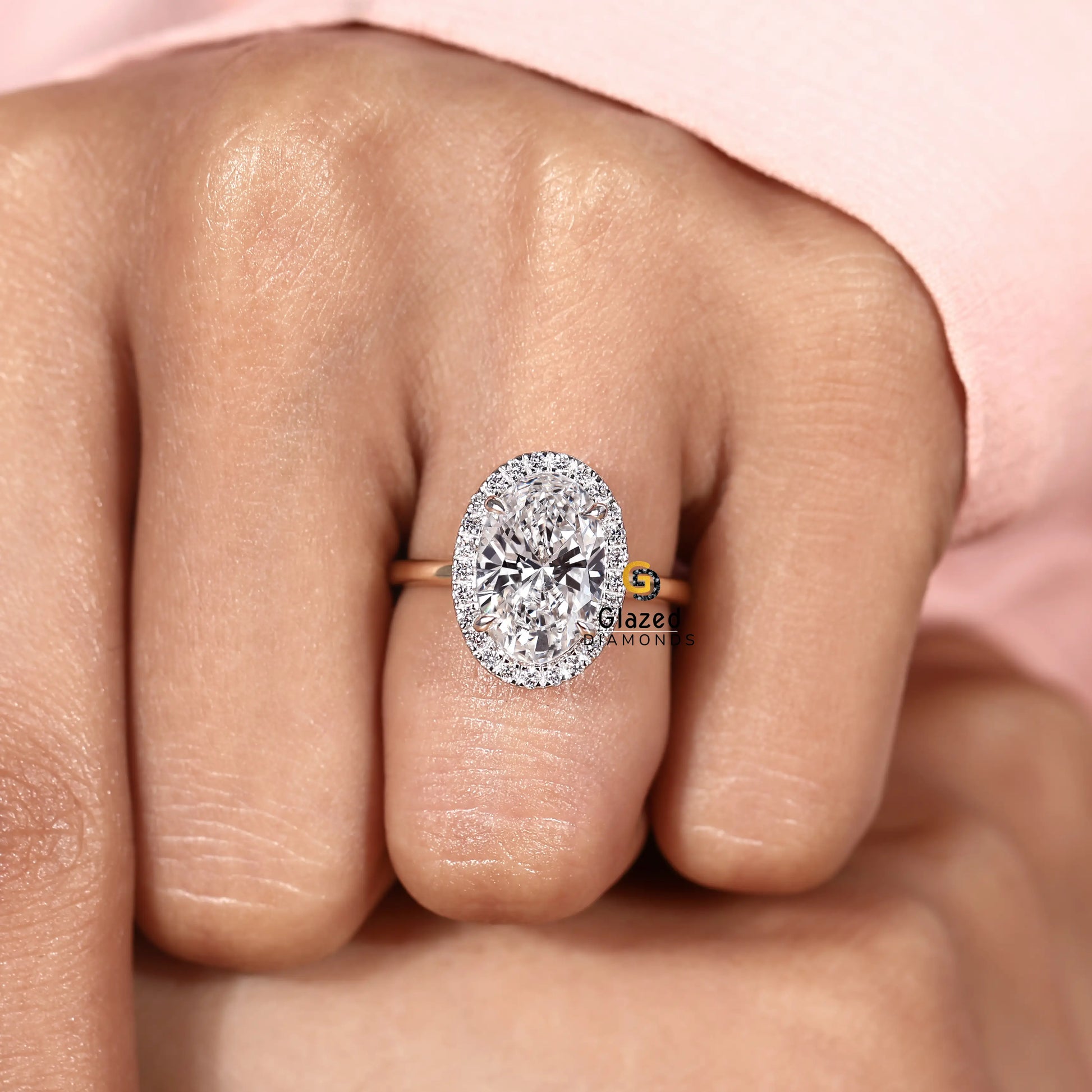 3CT Oval Halo Lab Diamond Wedding Ring For Women
