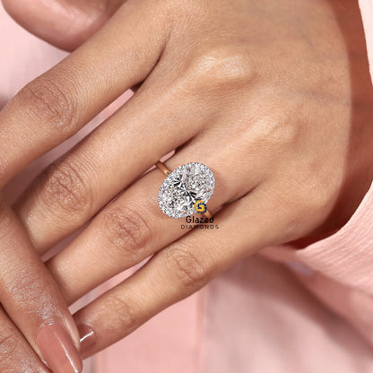 3CT Oval Halo Wedding Ring For Women