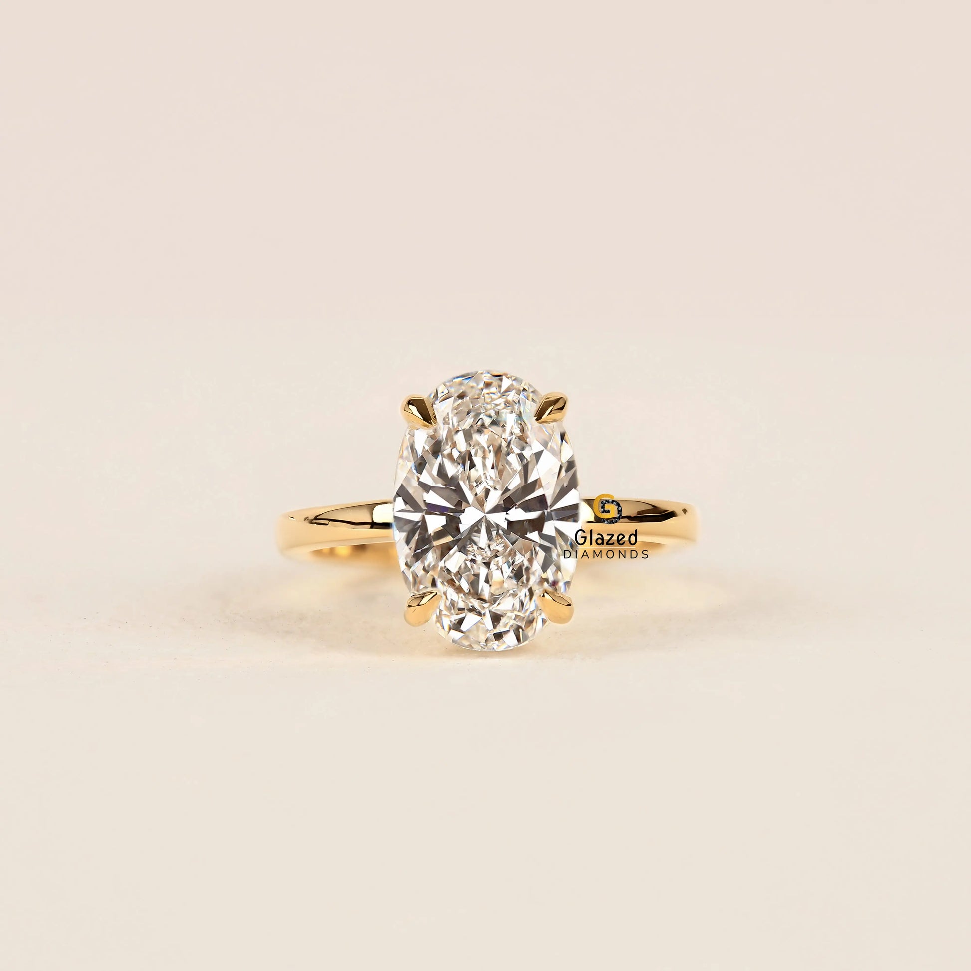 3CT Oval Hidden Halo Lab Diamond Ring