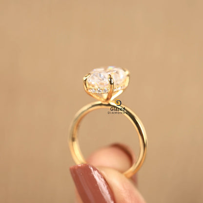 3CT Oval Lab Diamond Hidden Halo Wedding Ring For Women