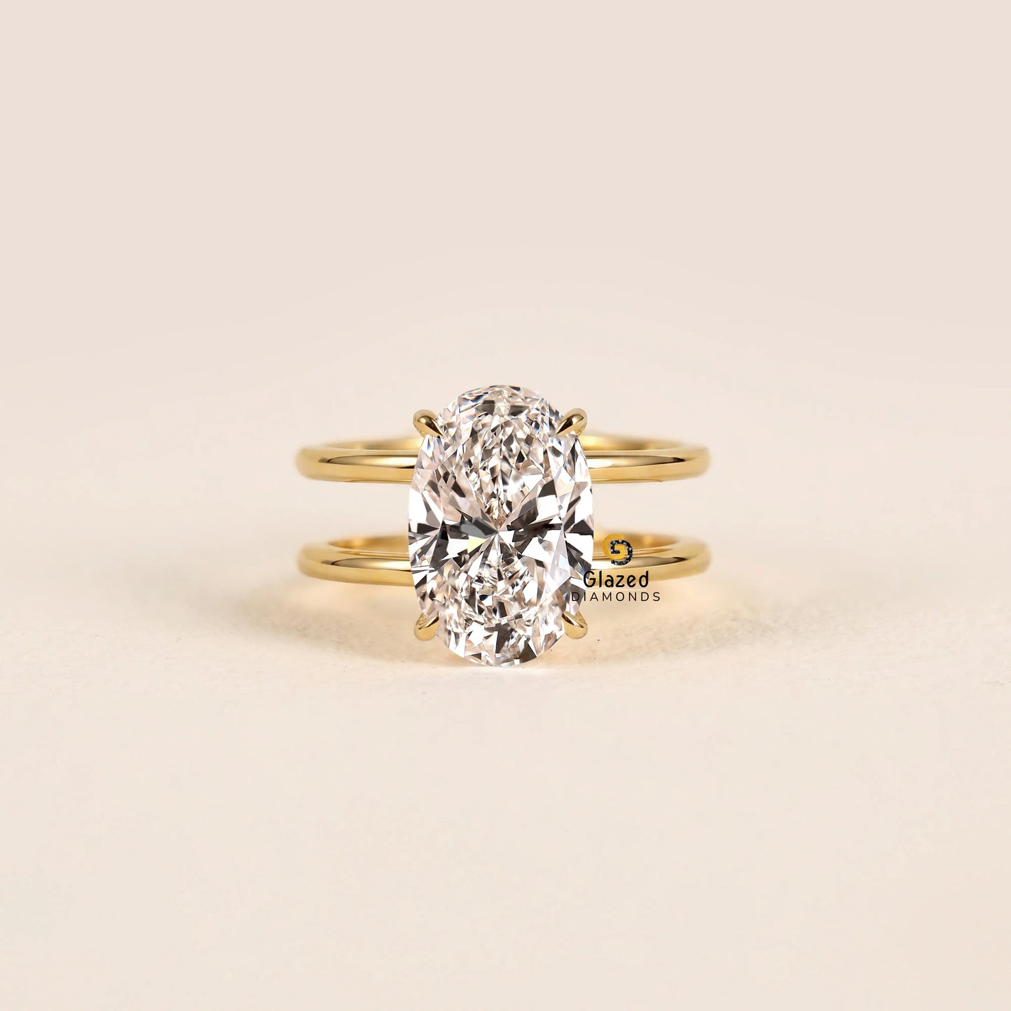 3CT Oval Lab Diamond Single Enhancer Wedding Ring