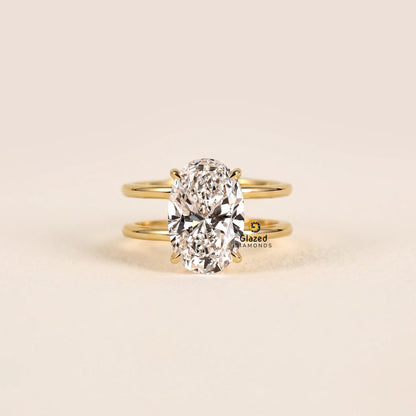 3CT Oval Lab Diamond Single Enhancer Wedding Ring