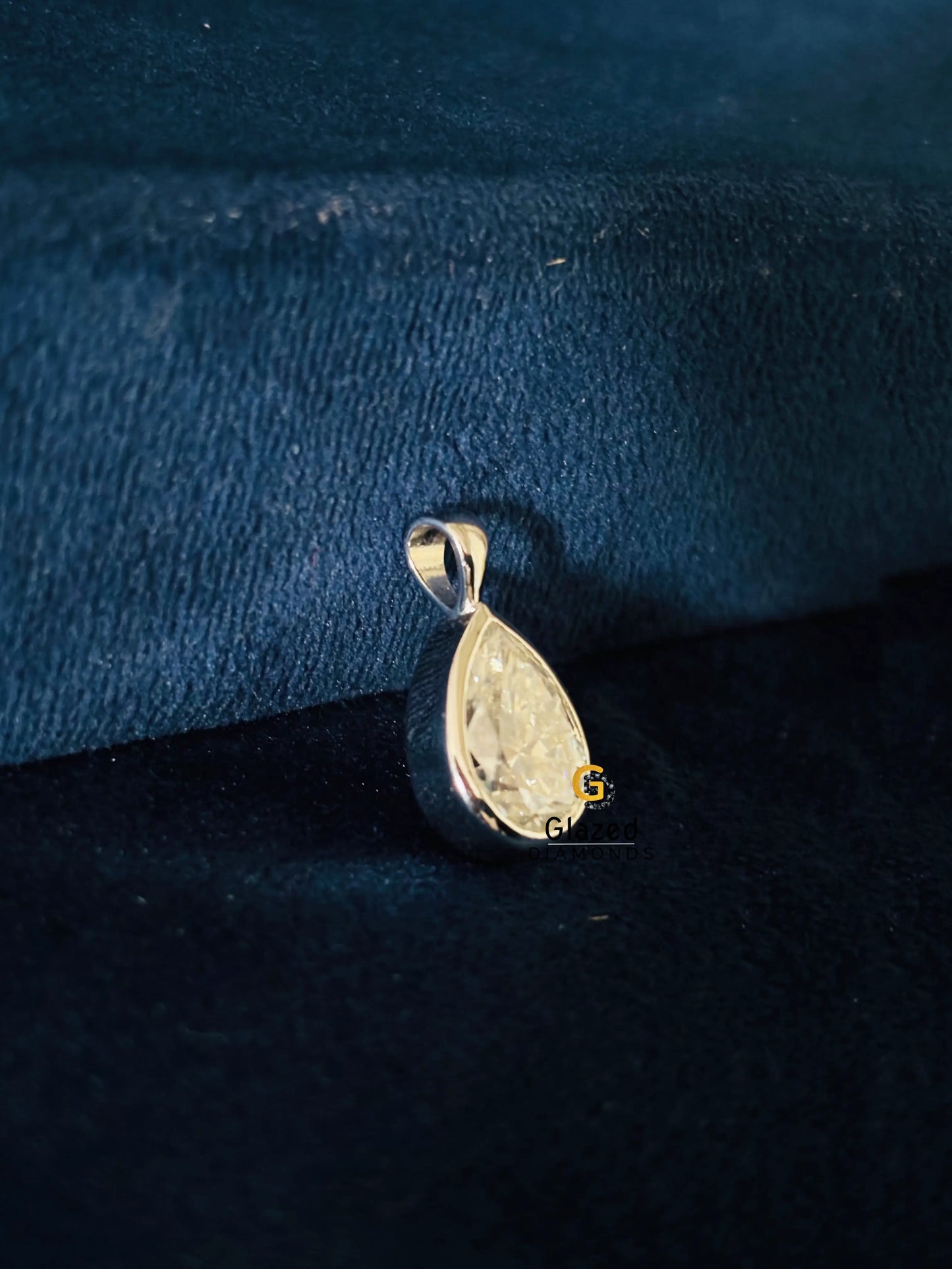 3CT Pear Cut Bezel Set Charm Moissanite Pendant
