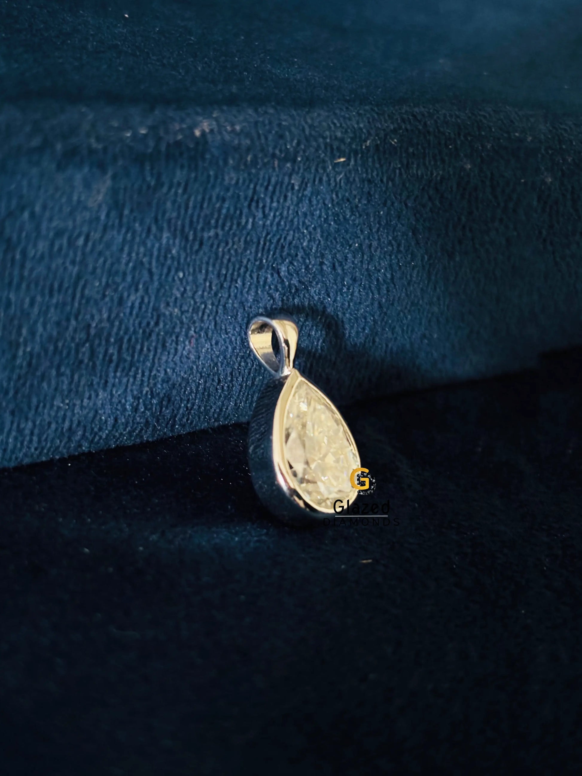 3CT Pear Cut Bezel Set Charm Moissanite Pendant