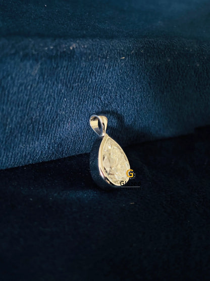 3CT Pear Cut Bezel Set Charm Moissanite Pendant