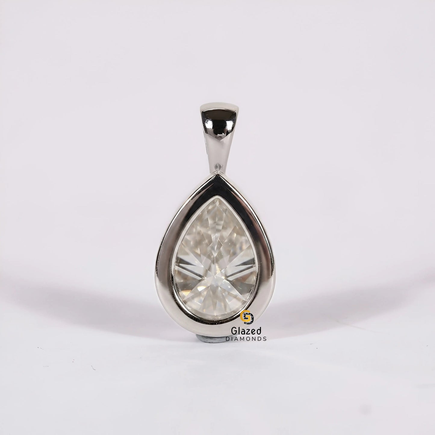 3CT Pear Cut Bezel Set Lab Diamond Pendant For Women