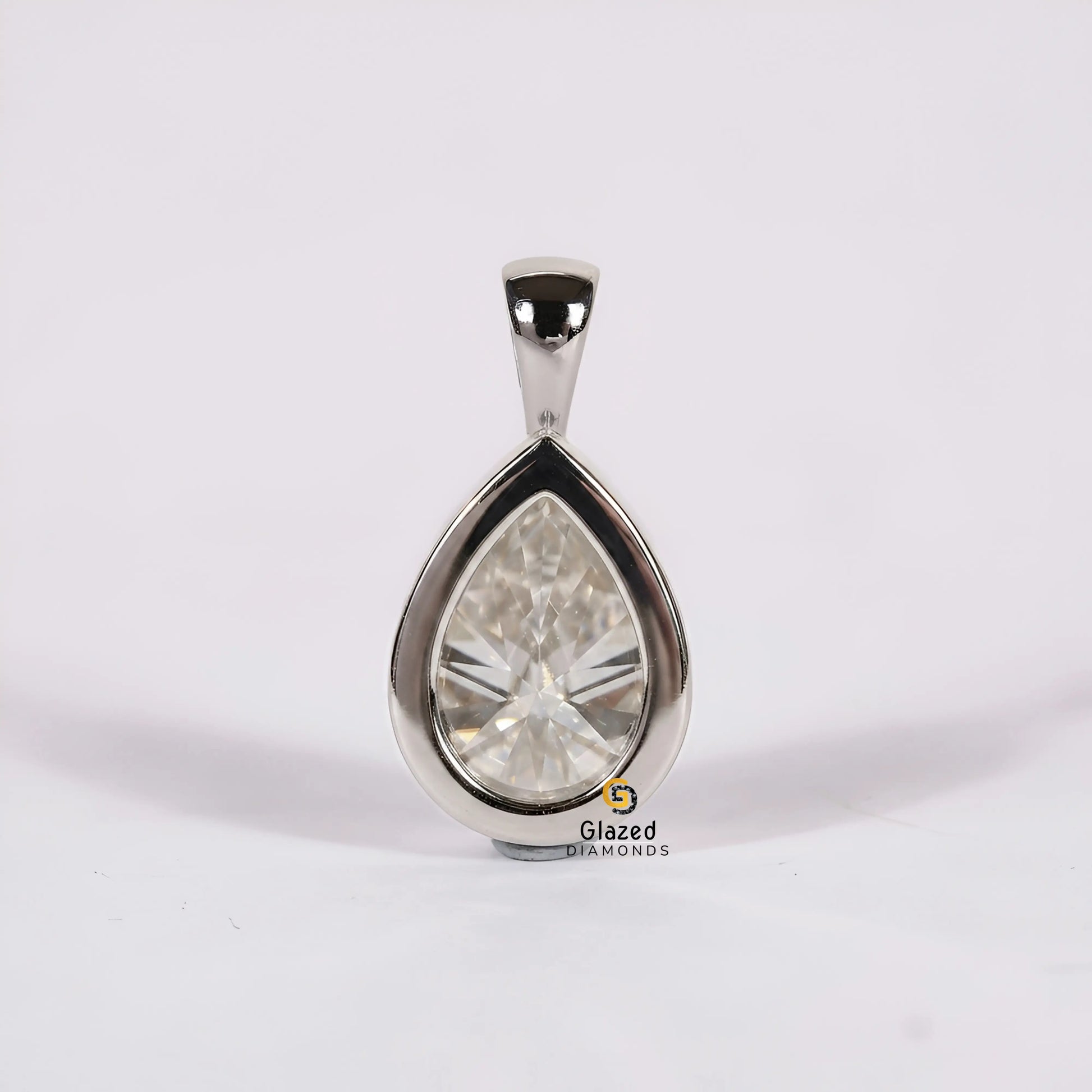 3CT Pear Cut Bezel Set Lab Diamond Pendant For Women