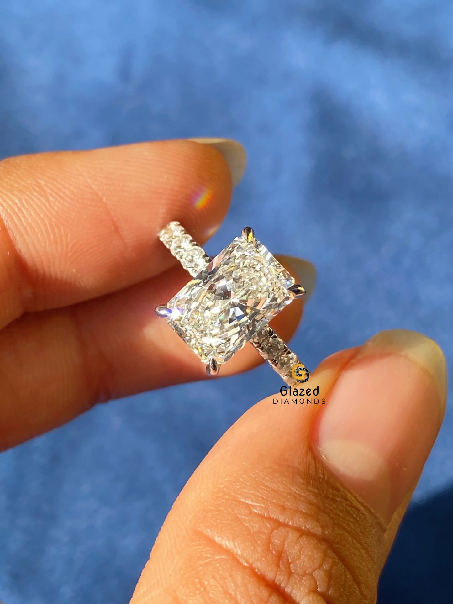 3CT Radiant Cut Moissanite Ring For Women
