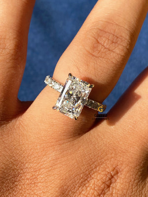 3CT Radiant Cut Moissanite Wedding Ring