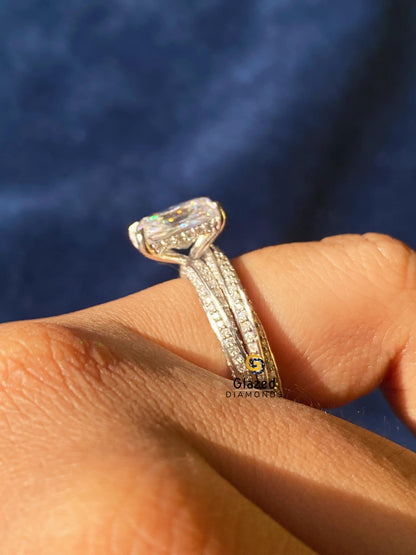 3CT Radiant Cut Moissanite Wedding Ring Set 