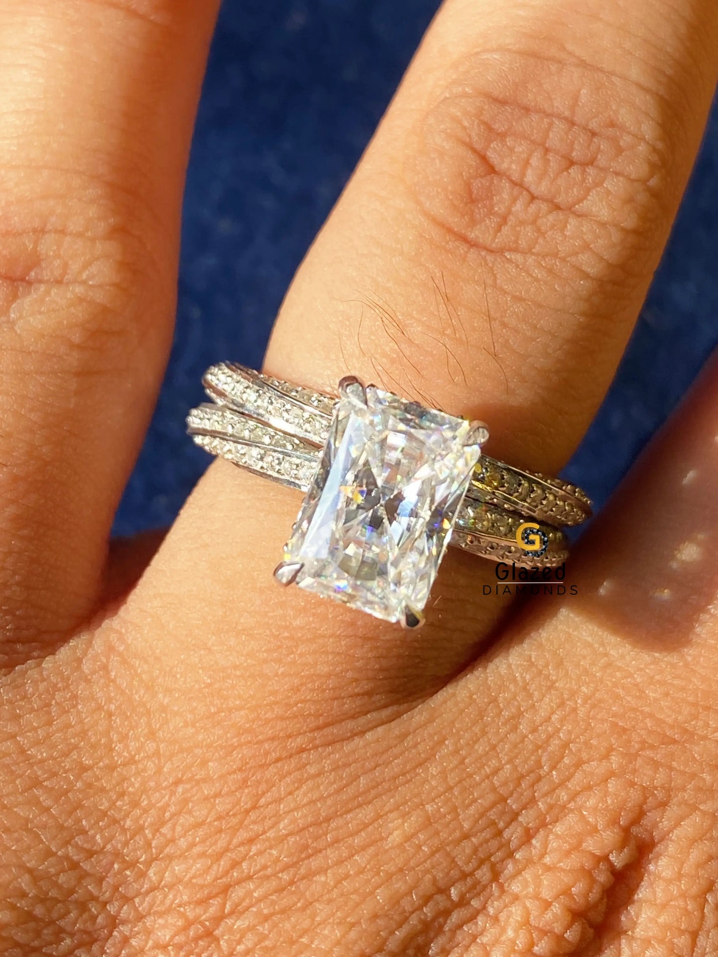 3CT Radiant Cut Moissanite Wedding Ring Set For Women 