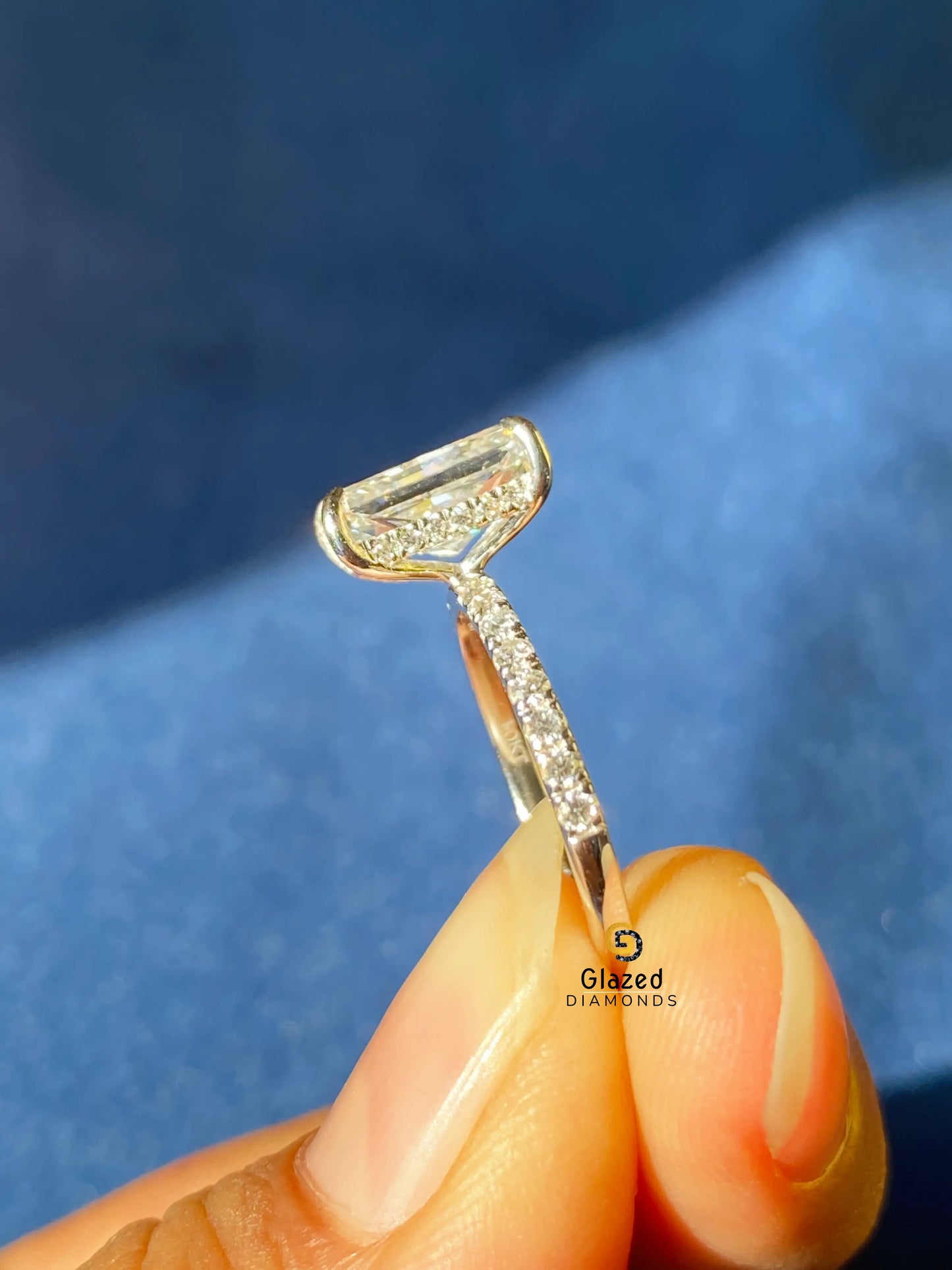3CT Radiant Hidden Halo Moissanite Wedding Ring For Her