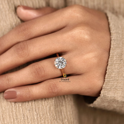 3CT Round Cut Lab Diamond Tulip Set Ring