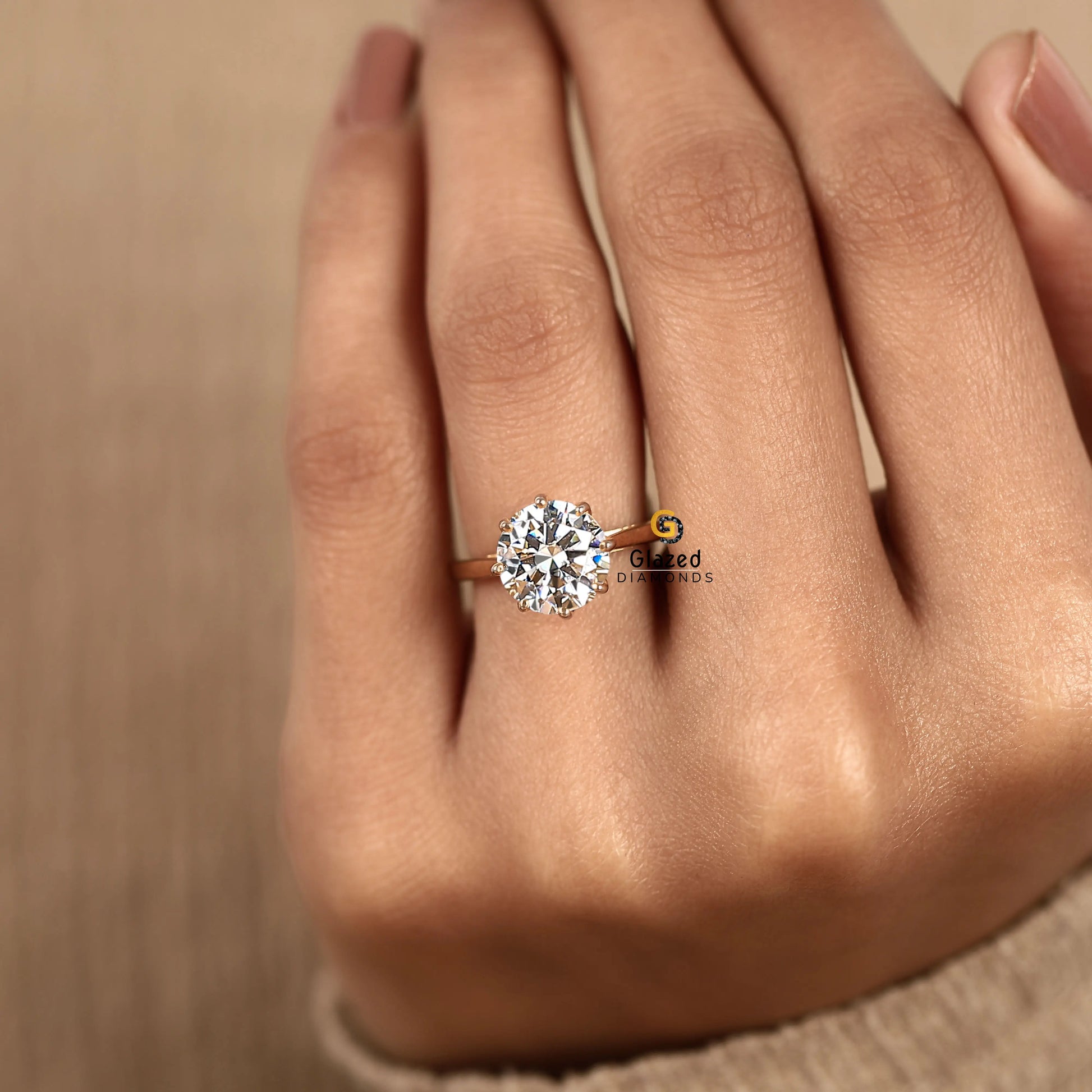 3CT Round Cut Lab Diamond Tulip Set Ring For Her