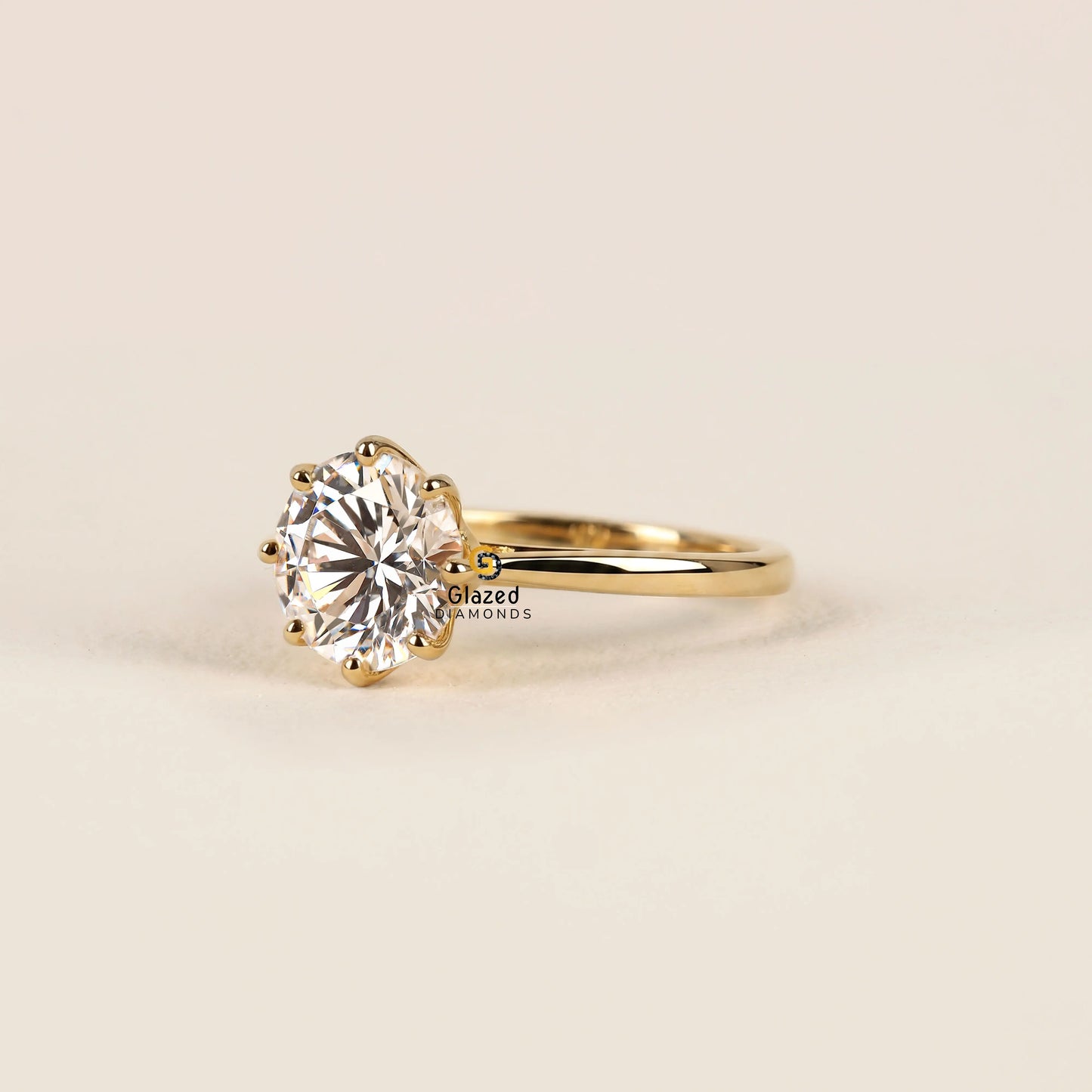 3CT Round Cut Lab Diamond Tulip Set Ring For Women