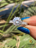 3CT Round Cut Moissanite Engagement Ring