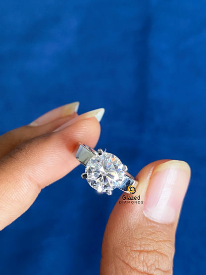 3CT Round Cut Moissanite Wedding Ring