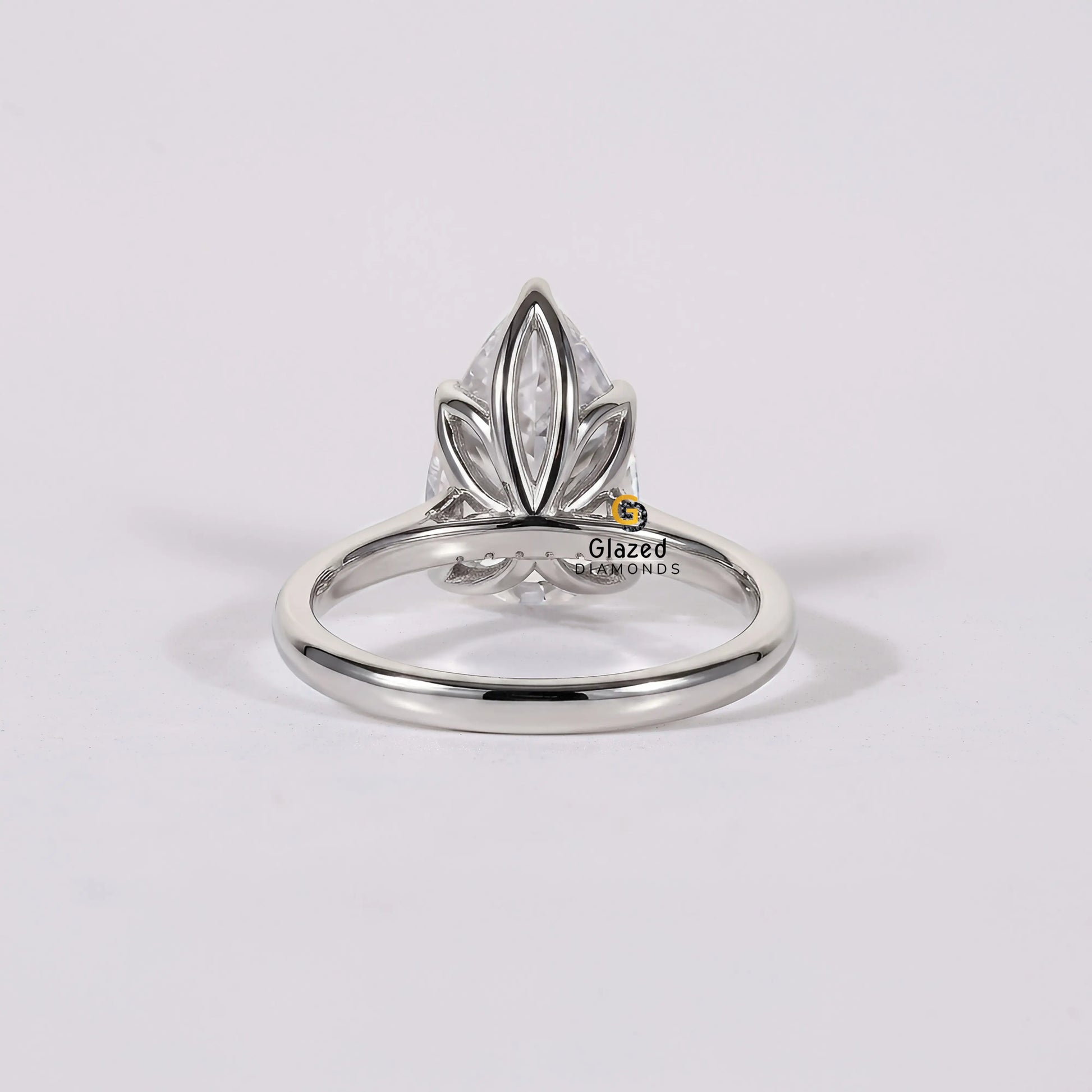 3Ct Pear Cut Tulip Set Lab Grown Diamond Engagement Ring For Women