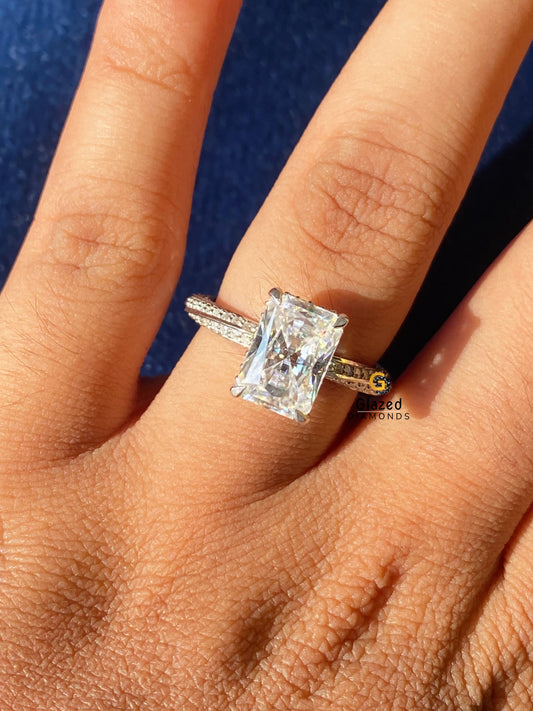 3Ct Radiant Cut Twisted Moissanite Wedding Ring