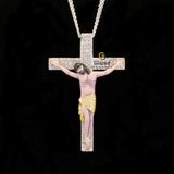 Hip Hop Moissanite Diamond 3D Enamel Jesus Cross Pendant