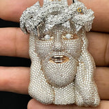 VVS Moissanite Baguette Crown Iced Out 3D Jesus Pendant