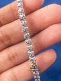 3MM Round Moissanite Bezel Set Tennis Link Bracelet 925 Silver