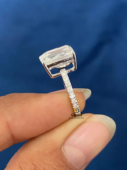 4.08CT Emerald Cut Moissanite Toi Et Moi Ring For Women