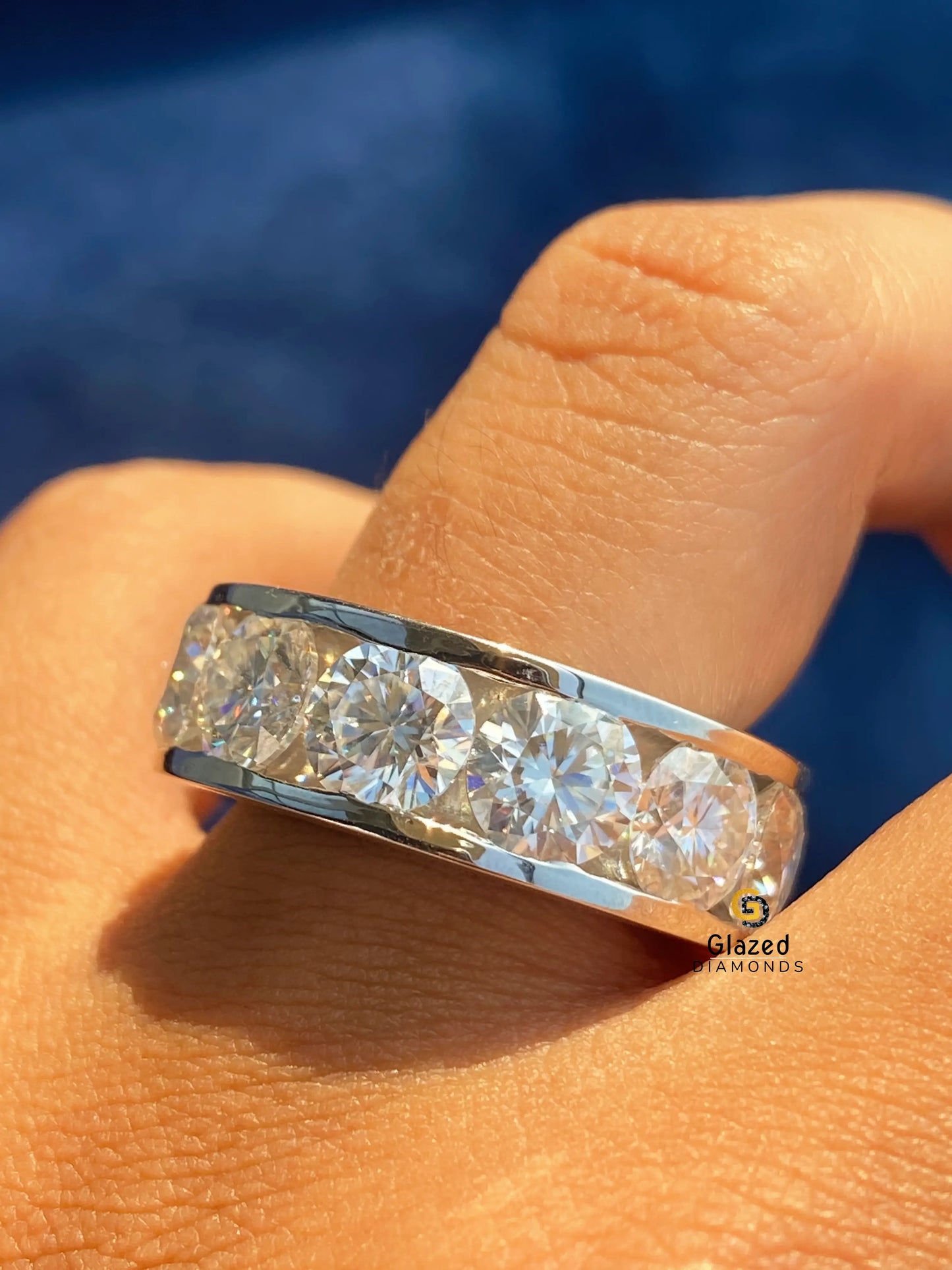 Round Cut Eternity Moissanite Channel Set Band 925 Silver